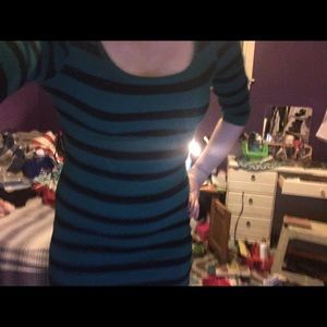 Green and black striped dress